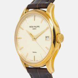 Patek Philippe Calatrava Tiffany&Co 5227J Automatic Cream 18K Yellow Gold Men's Wristwatch 39mm