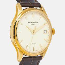 Patek Philippe Calatrava Tiffany&Co 5227J Automatic Cream 18K Yellow Gold Men's Wristwatch 39mm
