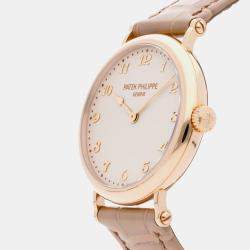 Pre-Owned Patek Philippe Calatrava Ultra-Thin 7200R-001 Automatic Silver 18k Rose Gold Watch 36 mm