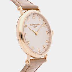 Pre-Owned Patek Philippe Calatrava Ultra-Thin 7200R-001 Automatic Silver 18k Rose Gold Watch 36 mm