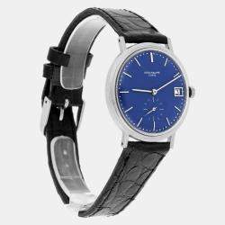 Pre Owned Patek Philippe Calatrava 3445G Automatic Blue 18k White Gold Men's Wristwatch 35 mm