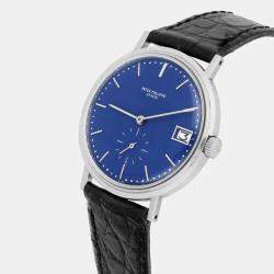 Pre Owned Patek Philippe Calatrava 3445G Automatic Blue 18k White Gold Men's Wristwatch 35 mm