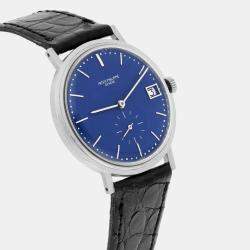 Pre Owned Patek Philippe Calatrava 3445G Automatic Blue 18k White Gold Men's Wristwatch 35 mm