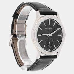 Pre Owned Patek Philippe Calatrava 6119G-001 Manual Winding  Black 18k White Gold Men's Wristwatch 39 mm