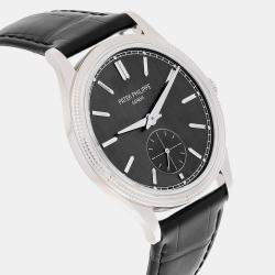 Pre Owned Patek Philippe Calatrava 6119G-001 Manual Winding  Black 18k White Gold Men's Wristwatch 39 mm