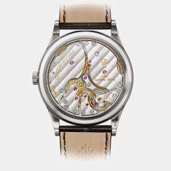 Pre Owned Patek Philippe Calatrava 6119G-001 Manual Winding  Black 18k White Gold Men's Wristwatch 39 mm