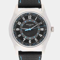 Pre Owned Patek Philippe Calatrava 6007G-011 Automatic Black 18k White Gold Men's Wristwatch 40 mm