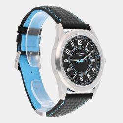 Pre Owned Patek Philippe Calatrava 6007G-011 Automatic Black 18k White Gold Men's Wristwatch 40 mm