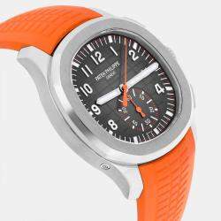 Pre Owned Patek Philippe Aquanaut 5968A Automatic Black Stainless Steel Men's Wristwatch 42 mm