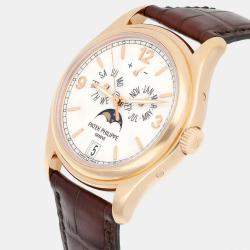 Pre Owned Patek Philippe Complications Annual Calendar 5146r-001Automatic White 18k Rose Gold Men's Wristwatch 39 mm