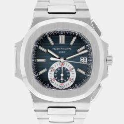 Pre Owned Patek Philippe Nautilus 5980/1A-001 Automatic Blue Stainless Steel Men's Wristwatch 44 mm