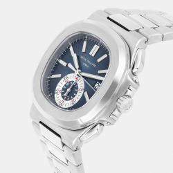 Pre Owned Patek Philippe Nautilus 5980/1A-001 Automatic Blue Stainless Steel Men's Wristwatch 44 mm
