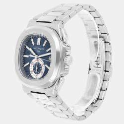 Pre Owned Patek Philippe Nautilus 5980/1A-001 Automatic Blue Stainless Steel Men's Wristwatch 44 mm