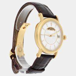 Pre Owned Patek Philippe Calatrava 5153j-001 Automatic White 18k Yellow Gold Men's Wristwatch 38 mm