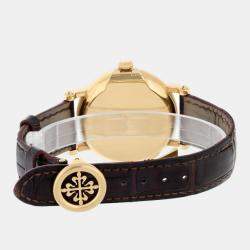 Pre Owned Patek Philippe Calatrava 5153j-001 Automatic White 18k Yellow Gold Men's Wristwatch 38 mm