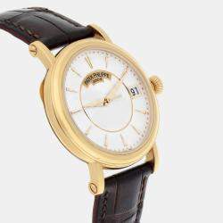 Pre Owned Patek Philippe Calatrava 5153j-001 Automatic White 18k Yellow Gold Men's Wristwatch 38 mm