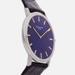 Pre Owned Patek Philippe Calatrava 3590 Automatic Blue 18k White Gold Women’s Wristwatch 35 mm