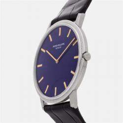 Pre Owned Patek Philippe Calatrava 3590 Automatic Blue 18k White Gold Women’s Wristwatch 35 mm