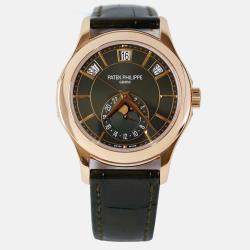 Pre Owned Patek Philippe Complications Annual Calendar 5205R-011 Automatic Olive Green 18K Rose Gold Men’s Wristwatch 40 mm