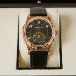 Pre Owned Patek Philippe Complications Annual Calendar 5205R-011 Automatic Olive Green 18K Rose Gold Men’s Wristwatch 40 mm