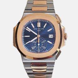 Pre Owned Patek Philippe Nautilus 5980/1AR Automatic Blue 18K Rose Gold Stainless Steel Men’s Wristwatch 40.5 mm