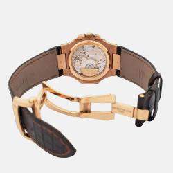 Pre Owned Patek Philippe Nautilus 5712R Automatic Black 18k Rose Gold Men’s Wristwatch 40 mm