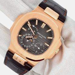 Pre Owned Patek Philippe Nautilus 5712R Automatic Black 18k Rose Gold Men’s Wristwatch 40 mm