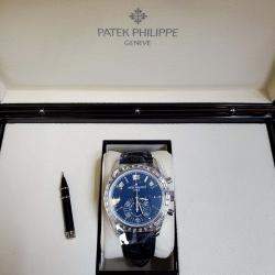 Pre Owned Patek Philippe Complications 5961P Automatic Blue Diamond Platinum Men’s Wristwatch 40.5 mm