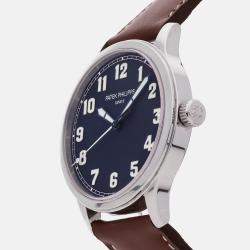 Pre Owned Patek Philippe Pilot's Calatrava 5522A-001 Automatic Blue Stainless Steel Men’s Wristwatch 42 mm