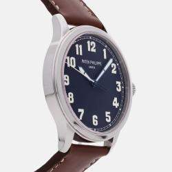 Pre Owned Patek Philippe Pilot's Calatrava 5522A-001 Automatic Blue Stainless Steel Men’s Wristwatch 42 mm