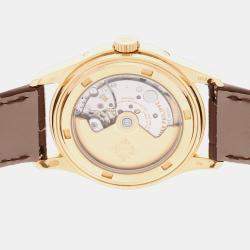 Pre Owned Pre-Owned Patek Philippe Complications Annual Calendar Moonphases 5146J-001 White Automatic 18k Yellow Gold Men's Wristwatch 39 mm