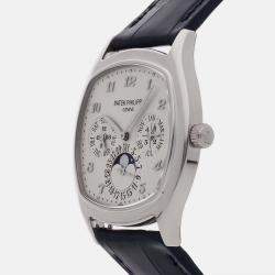 Pre Owned Pre-Owned Patek Philippe Grand Complications Perpetual Calendar 5940G-001 Silver Automatic 18k White Gold Men's Wristwatch 37 mm