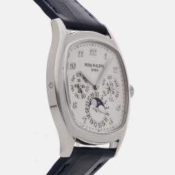 Pre Owned Pre-Owned Patek Philippe Grand Complications Perpetual Calendar 5940G-001 Silver Automatic 18k White Gold Men's Wristwatch 37 mm