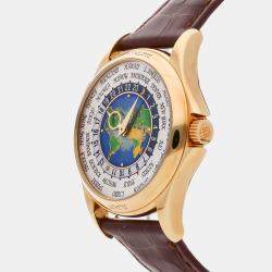 Pre Owned Pre-Owned Patek Philippe Complications World Time 5131J-001 Silver Automatic 18k Yellow Gold Men's Wristwatch 39 mm