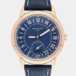 Pre Owned Patek Philippe Complications 5224R-001 Automatic Blue 18k rose gold Men's Wristwatch 42 mm
