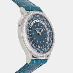 Pre Owned Pre-Owned Patek Philippe Complications World Time 7130G-016 Blue Automatic 18k White Gold Men's Wristwatch 36 mm