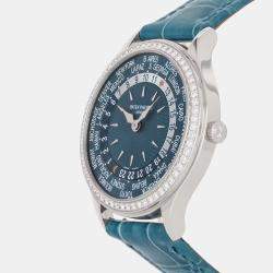 Pre Owned Pre-Owned Patek Philippe Complications World Time 7130G-016 Blue Automatic 18k White Gold Men's Wristwatch 36 mm