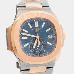 Pre Owned Patek Philippe Nautilus 5980/1AR-001 Automatic Blue 18k Rose Gold Stainless Steel Men's Wristwatch 40 mm