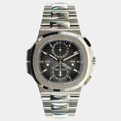 Pre Owned Patek Philippe Nautilus Flyback Chronograph 5990/1A-001 Grey Automatic Stainless Steel Men's Wristwatch 40 mm