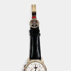 Pre Owned Patek Philippe Perpetual Calendar 5270G-001 Silver Manual Winding 18k White Gold Men's Wristwatch 41 mm