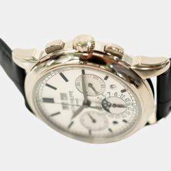 Pre Owned Patek Philippe Perpetual Calendar 5270G-001 Silver Manual Winding 18k White Gold Men's Wristwatch 41 mm