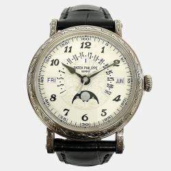 Pre Owned Patek Philippe Perpetual Calendar 5160/500G-001 Automatic White 18k White Gold Men's Wristwatch 42 mm