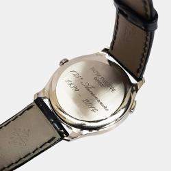 Pre Owned Patek Philippe World Time 5575G-001 Automatic Black 18k White Gold Men's Wristwatch 39.5 mm