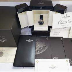 Pre Owned Patek Philippe World Time 5575G-001 Automatic Black 18k White Gold Men's Wristwatch 39.5 mm