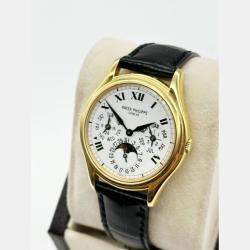 Pre Owned Patek Philippe Perpetual Calendar 3940J Automatic 18K Yellow Gold Men's Wristwatch 36 mm