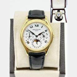 Pre Owned Patek Philippe Perpetual Calendar 3940J Automatic 18K Yellow Gold Men's Wristwatch 36 mm