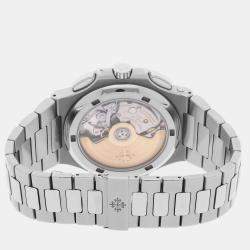 Pre Owned Pre-Owned Patek Philippe Nautilus Travel Time Chronograph 5990/1A-001 Black Automatic Stainless Steel Men's Wristwatch 40 MM