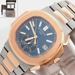 Pre Owned Patek Philippe Nautilus Chronograph 5980/1AR-001 Automatic Blue Dial 2-Tone Men's Wristwatch 40 mm