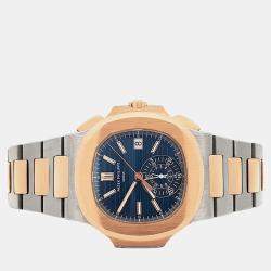 Pre Owned Patek Philippe Nautilus Chronograph 5980/1AR-001 Automatic Blue Dial 2-Tone Men's Wristwatch 40 mm