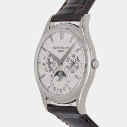 مملوكة مسبقًا Patek Philippe Grand Complications Perpetual Calendar 5140G-001 Automatic Silver Dial 18k White Gold Men's Wristwatch 37mm